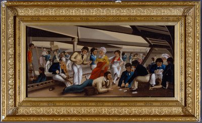 Un navire de ligne de combat au port - Charles Random DeBerenger