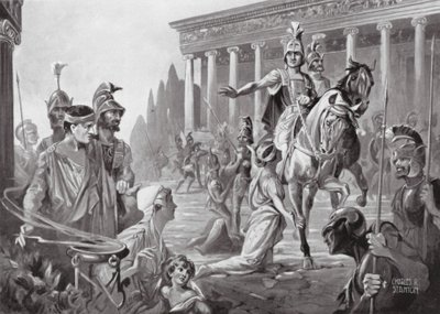 Alexandre lors du sac de Thèbes, 335 av. J.-C. (lithographie) - Charles Rebel Stanton