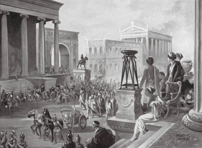 Les chefs achéens portés à Rome, 167 av. J.-C. (lithographie) - Charles Rebel Stanton