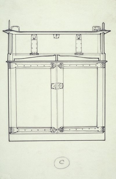Dessin au trait de mobilier (un cabinet), c.1910 - Charles Rennie Mackintosh