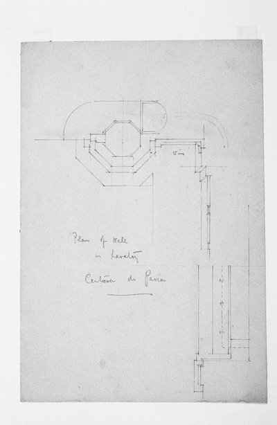 Plan du puits dans les lavabos, Certosa di Pavia, 1891 - Charles Rennie Mackintosh