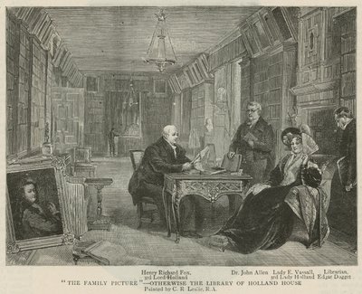 Le portrait de famille - la bibliothèque de Holland House - Charles Robert Leslie