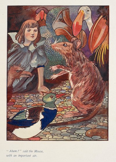 « Ahem ! » dit la souris, avec un air important. Alice avec une souris et d