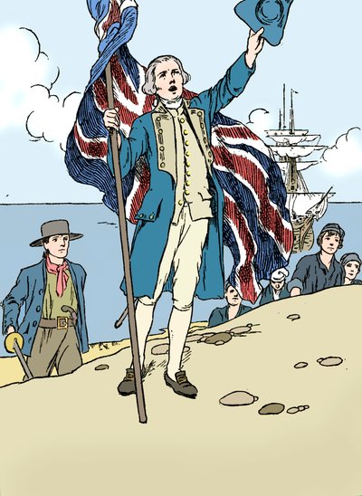 Le capitaine Cook débarquant en Australie, 1912 - Charles Robinson