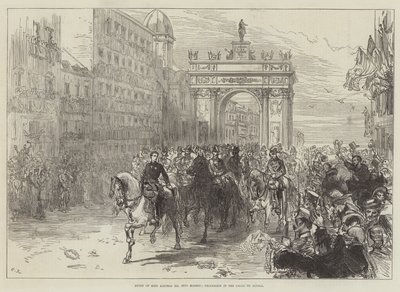 Entrée du roi Alphonse XII à Madrid, procession dans la Calle de Alcalá - Sir John Charles Robinson