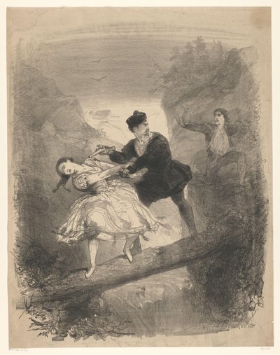 Scène de ballet avec homme et femme au-dessus d