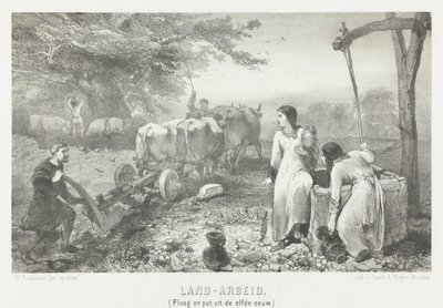 Travail agricole (charrue et puits du XIe siècle) - Charles Rochussen