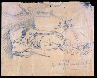 Lieutenant Leslie Gooldie endormi sous le feu des obus, 1915 - Charles Sergeant Jagger
