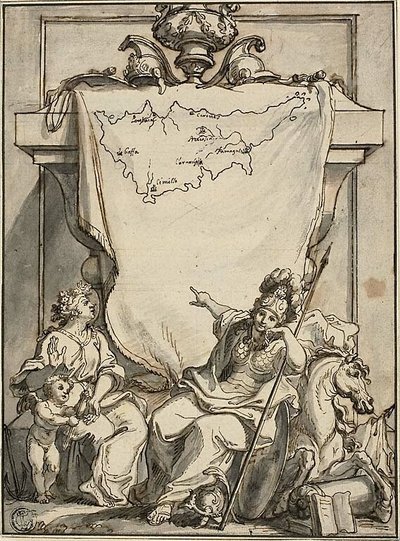 Allégorie avec la carte de Chypre - Charles Simonneau