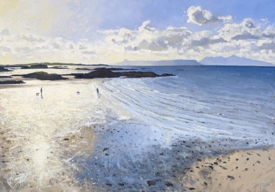 Promeneurs de chiens, côte ouest, 2015 (huile sur toile) - Charles Simpson