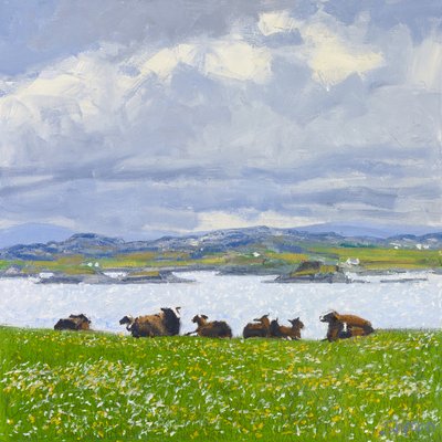 Dozing Sheep, Iona, 2015 (huile sur toile) - Charles Simpson