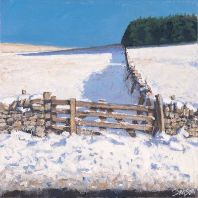 Portail au bord de la route, 2017 (huile sur toile) - Charles Simpson
