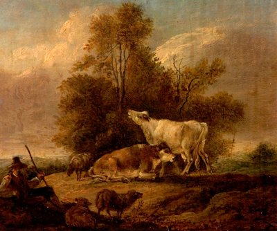 Paysage avec bétail et personnages - Charles Towne