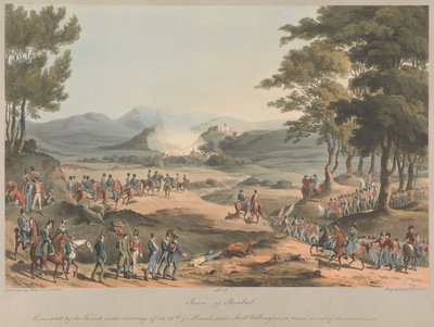 N° 4  Ville de Poinbal. Évacuée par les Français dans la matinée du 11 mars 1811 - Charles Turner