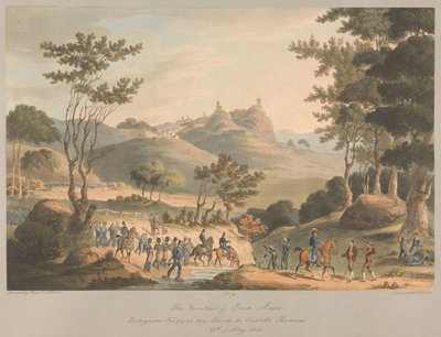 N° 9 : La frontière de Pina Macor. Troupes portugaises en marche vers Costello Branco, le 18 mai 1811 - Charles Turner