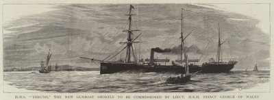 HMS Thrush, le nouveau canonnière bientôt commandé par le lieutenant SAR Prince George de Galles - Charles William Wyllie