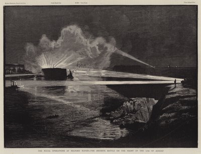Les opérations navales à Milford Haven, la bataille décisive dans la nuit du 17 août - Charles William Wyllie