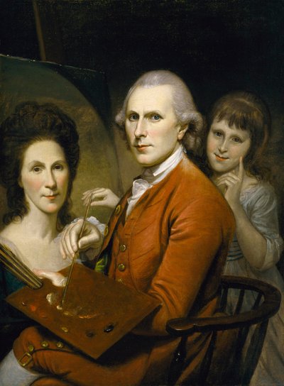 Autoportrait avec Angelica Peale et Portrait de Rachel (c.1782-88) - Charles Willson Peale