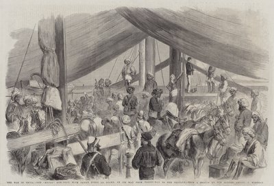 La guerre en Chine, la canonnière Havoc, avec le cheval de Fane à bord, en route de Talien-Wan à Pehtang - Charles Wirgman