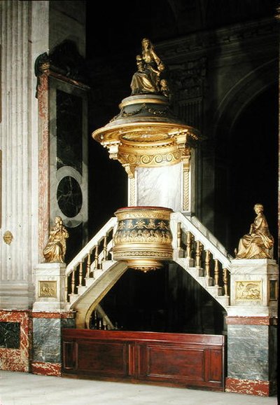 Chaire avec Figures Dorées de Foi et Espoir par Guesdon et Charité par Dumont - Charles de Wailly