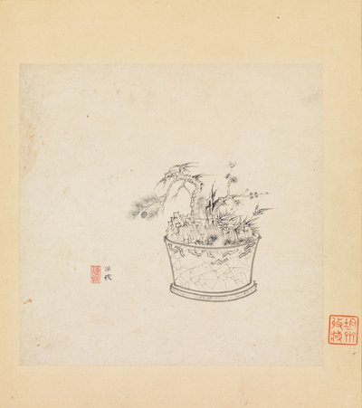 Études diverses, une feuille datée de 1619 - Chen Hongshou