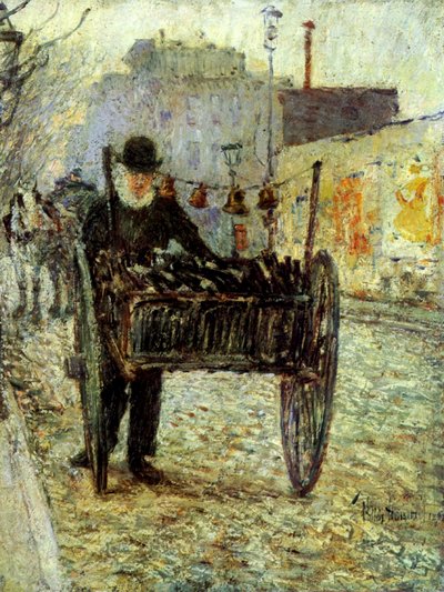 Vieil homme portant des bouteilles - Childe Frederick Hassam