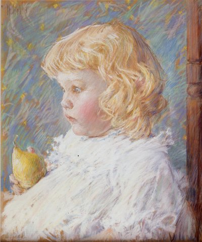 Petite fille avec une poire - Childe Hassam