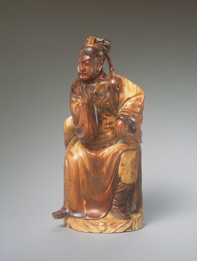 Figure de Guandi assis, XIVe-XVe siècle (ivoire sculpté) - Chinese School