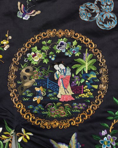 Manteau informel brodé bleu nuit des femmes Han, waitao, 3e quart du 19e siècle - Chinese School