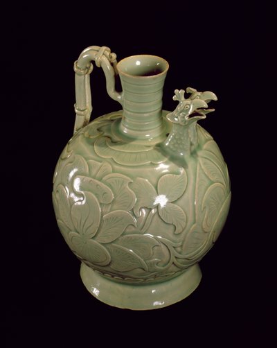 Cruche à deux becs avec un motif de feuille, dynastie Sung du Nord - Chinese School
