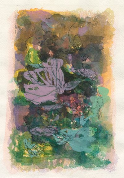 Composition abstraite, Série organique/végétale, 2021 (aquarelle, gouache et fusain sur papier aquarelle) - Ching Fun Tso
