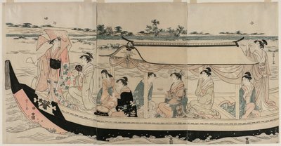 Femmes dans un bateau de plaisance sur la rivière Sumida - Chobunsai Eishi