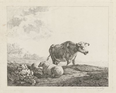 Paysage avec une vache et deux moutons - Christiaan Godfried Schutze van Houten