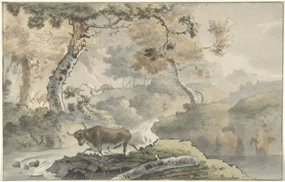 Paysage forestier avec un taureau - Christiaan Josi