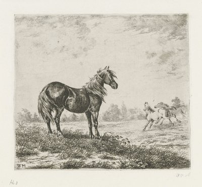Paysage avec trois chevaux - Christiaan Wilhelmus Moorrees