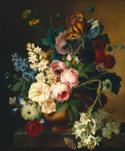 Bouquet de fleurs sur une table en marbre - Christiaan van Pol