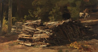 Allemand : Holzstoß am Waldrand Pile de bois à la lisière de la forêt - Christian Friedrich Gille