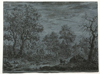 Une petite rivière au premier plan avec une vache et une chèvre, 1744 - Christian Ludwig von Hagedorn