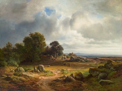 Vaste paysage avec troupeau de moutons - Christian Morgenstern
