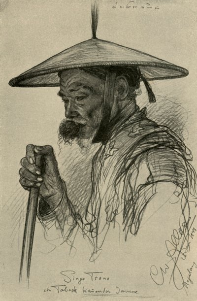 Singo Trono - homme mâchant du tabac, Magelang, Java - Christian Wilhelm Allers