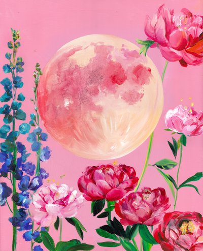 Fleurs roses de lune, comme dans un rêve - Christine Lindstrom
