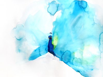 Élégant paon bleu - Christine Lindstrom
