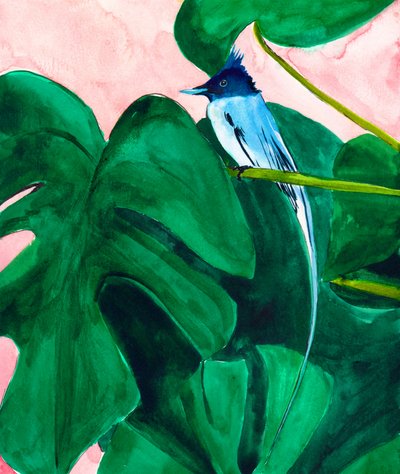 Feuille de monstera « Tropical Bird » - Christine Lindstrom
