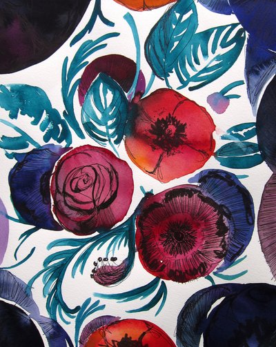 Aquarelle florale aux couleurs vives - Christine Lindstrom