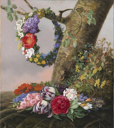 Un bouquet de fleurs au pied d