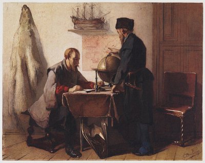 Jacob van Heemskerk et Willem Barendsz planifient leur voyage vers l