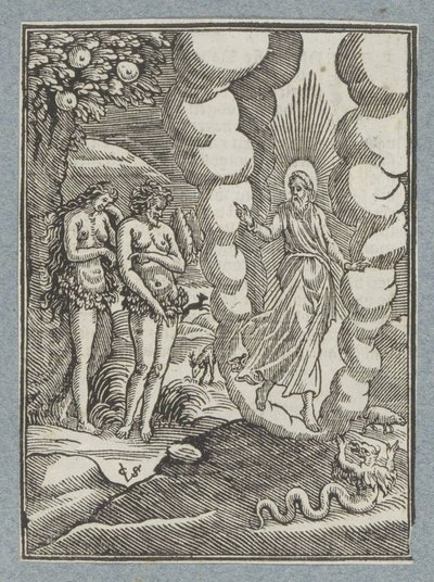 Adam en Eva schamen zich voor hun naaktheid - Christoffel van Sichem (II)