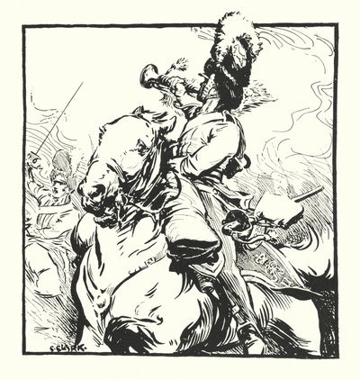 Clairon des Scots Greys, dessin pour une publicité pour les cigarettes Greys de Major Drapkin & Co - Christopher (after) Clark