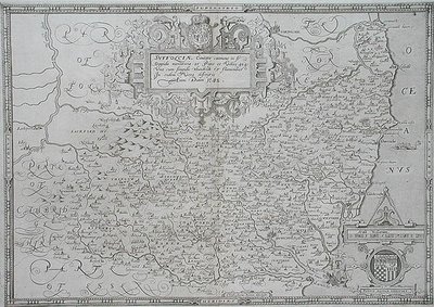 Carte du Suffolk, gravée par William Web - Christopher (after) Saxton