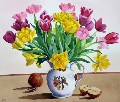 Tulipes dans un pot avec des pommes - Christopher Ryland